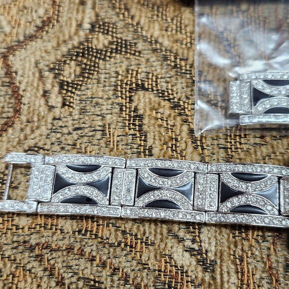 Anne Klein Women 12/1443 MOP Dial Swiss Full Pave Quartz Analog Watch 6 3/4" - Picture 4 of 14